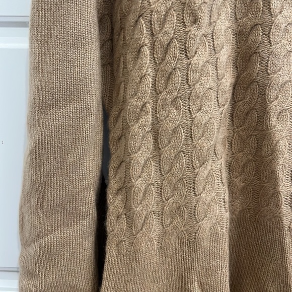 Neiman Marcus 100% Cashmere Camel Peplum Sweater - Picture 2 of 4